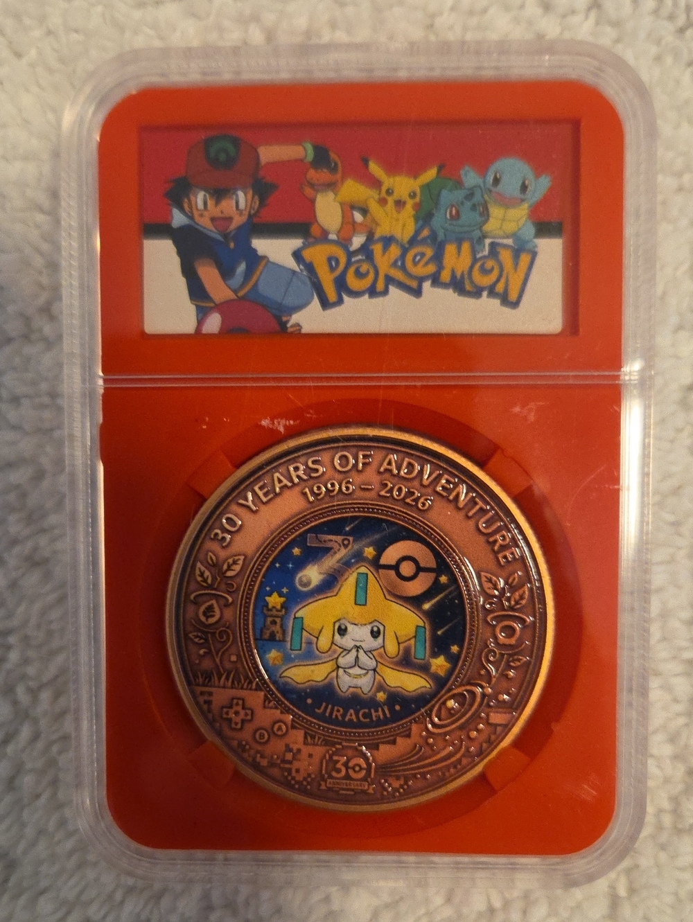 Pokemon Jirachi Commemorative Coin - Orange and Gold Accents/Copper Coin